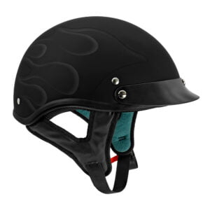 Cruiser Solid Half Face Motorcycle Helmets Flame / Flat Black