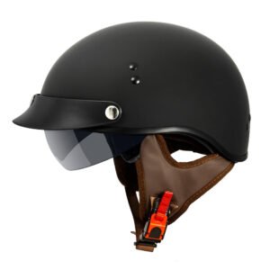 V58 Cruiser Solid Half Face Motorcycle Helmets Flat Black