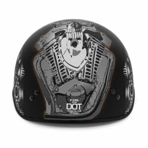 V58 Cruiser Solid Half Face Motorcycle Helmets Red Skull / Flat Black