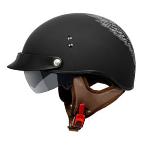 V58 Cruiser Solid Half Face Motorcycle Helmets Skull / Flat Black