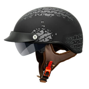 V58 Cruiser Solid Half Face Motorcycle Helmets Tread / Flat Black