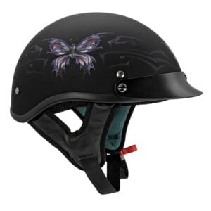 Cruiser Solid Half Face Motorcycle Helmets Butterfly / Flat Black