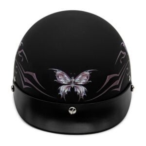 Cruiser Solid Half Face Motorcycle Helmets Butterfly / Flat Black