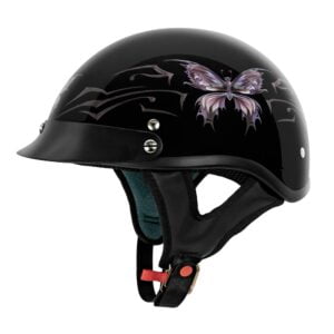 Cruiser Solid Half Face Motorcycle Helmets Butterfly / Gloss Black