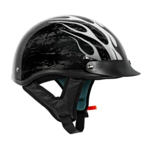 V5 Cruiser Solid Half Face Motorcycle Helmets Fire / Gloss Black