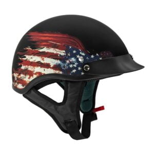 V5 Cruiser Solid Half Face Motorcycle Helmets Flag / Flat Black