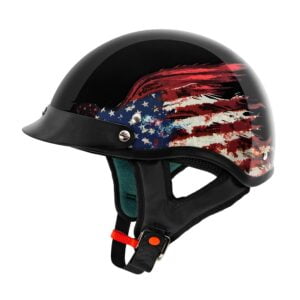 V5 Cruiser Solid Half Face Motorcycle Helmets Flag / Gloss Black