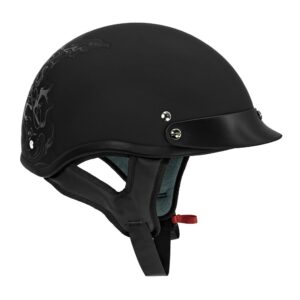 V5 Cruiser Solid Half Face Motorcycle Helmets Scramble Line / Flat Black