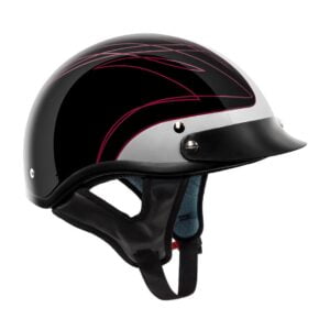 V5 Cruiser Solid Half Face Motorcycle Helmets Scramble Red / Gloss Black