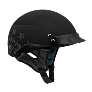V5 Cruiser Solid Half Face Motorcycle Helmets Star Flag / Flat Black