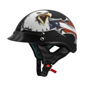 V5 Cruiser Solid Half Face Motorcycle Helmets USA Eagle / Flat Black