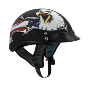 V5 Cruiser Solid Half Face Motorcycle Helmets USA Eagle / Flat Black