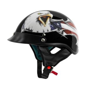 V5 Cruiser Solid Half Face Motorcycle Helmets USA Eagle / Gloss Black